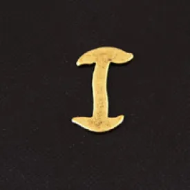 11x9mm Letter I Charm, Vintage Brass Stamping, pk/6