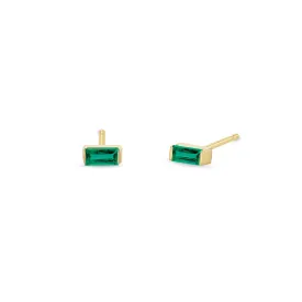 14k Emerald Baguette Studs | May Birthstone