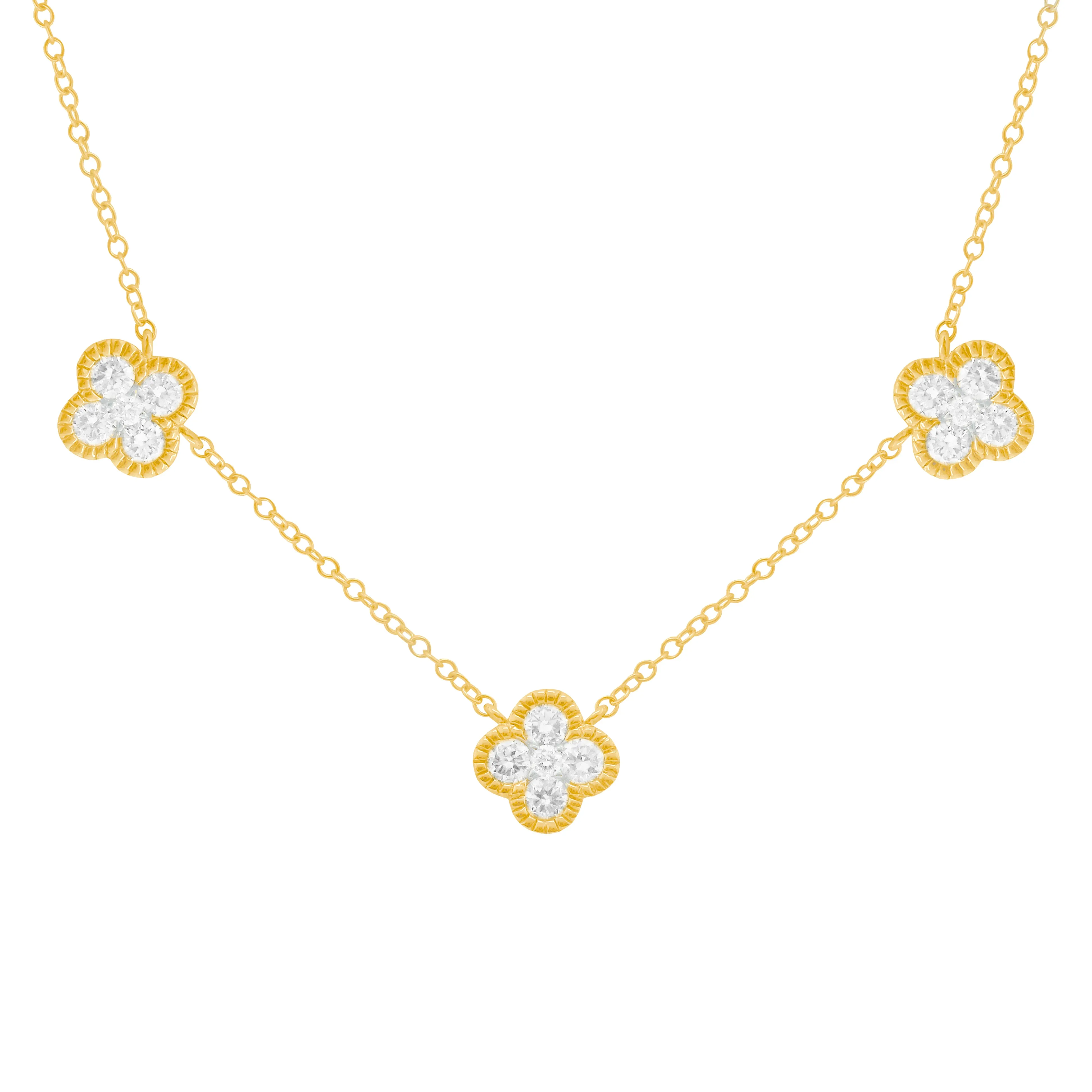 14K GOLD DIAMOND CASSIE CLOVER NECKLACE