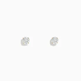 14K Yellow Gold Diamond Solitaire Stud Earrings 0.75 TCW