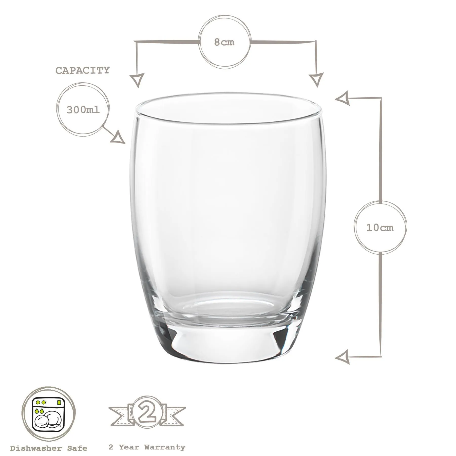 300ml Fiore Tumbler Glasses - Pack of Six - By Bormioli Rocco