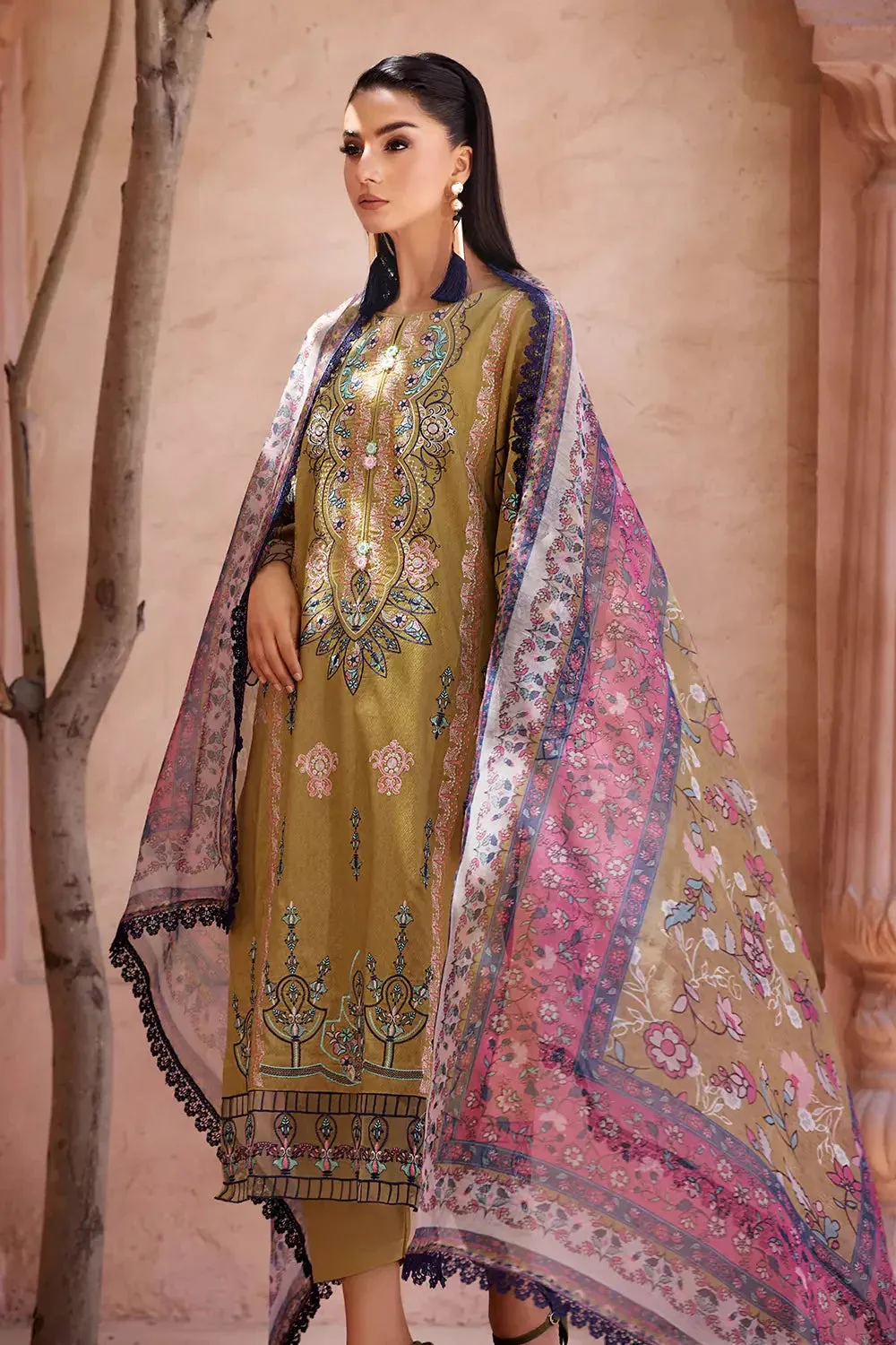 3PC Embroidered Unstitched Jacquard Suit KCNE-2621