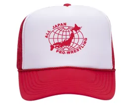 AJPW LOGO TRUCKER HAT - RED