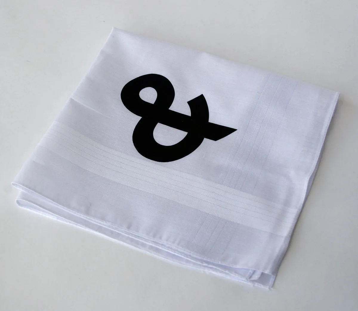 Ampersand White Cotton Handkerchief. Helvetica font.