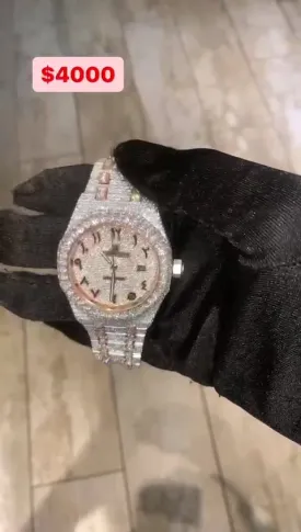 Luxurious AP Bustdown Diamond-Encrusted Watch