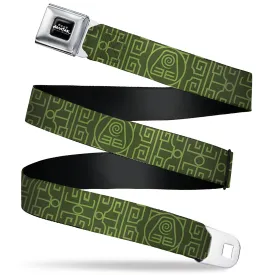 AVATAR LAST AIRBENDER Title Logo Full Color Black/White Seatbelt Belt - Avatar Last Airbender Earth Element Symbol Black/Olive Green Webbing