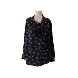 b-impression Navy Printed Necktie Blouse | Gently Used |