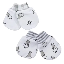 Baa Baa Sheepz Mittens - White Star Sheep   Grey Checkers