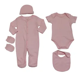 Baby Girls 5pc Gift Set - Plain Pink - 0-6M (45JTC8785