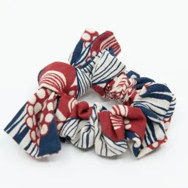 Blue Red Cream Cotton Scrunchie