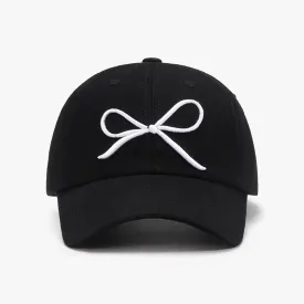 Bow Embroidered Cotton Baseball Cap WH