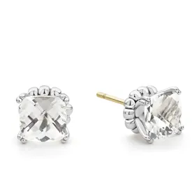 Caviar Color White Topaz Stud Earrings