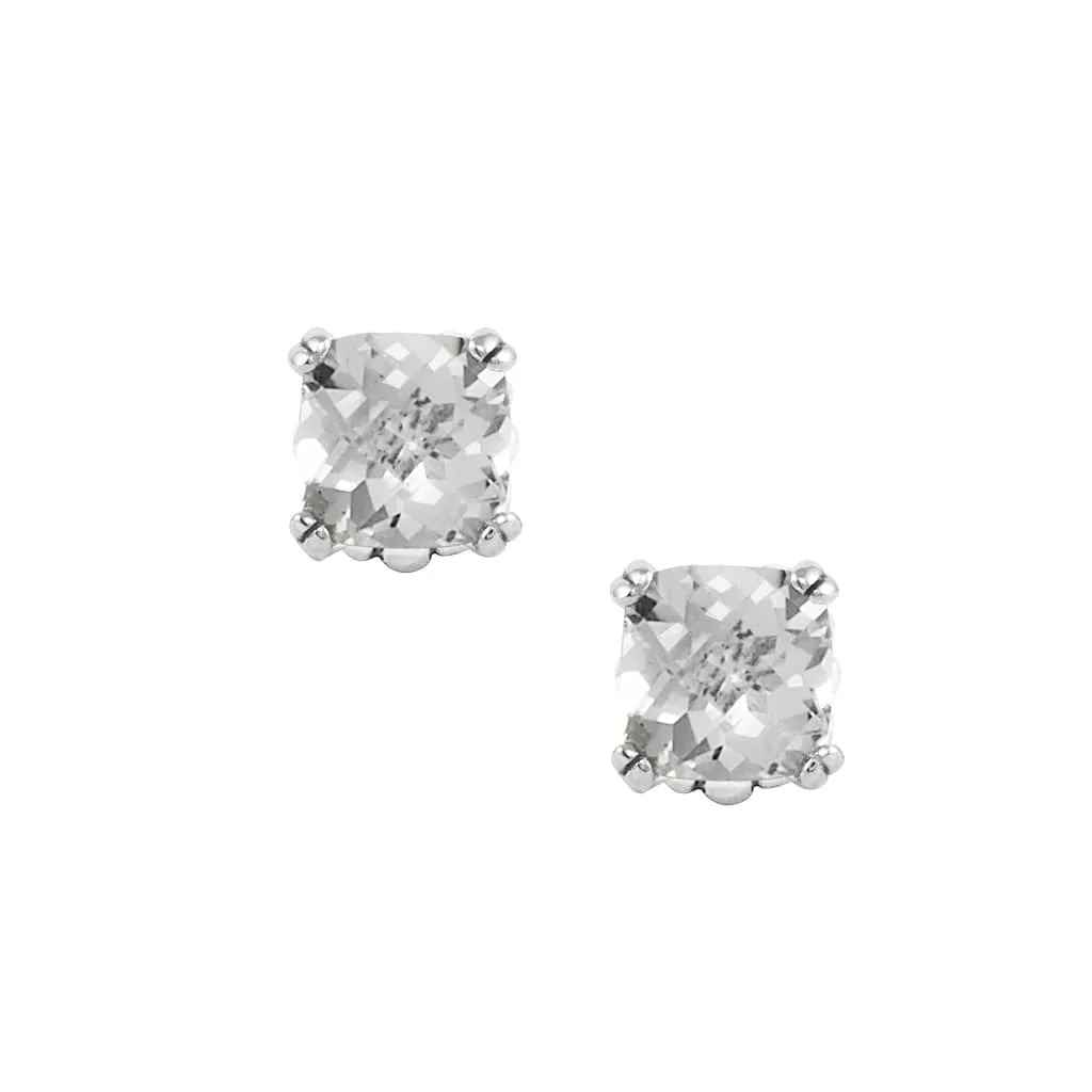 Caviar Color White Topaz Stud Earrings