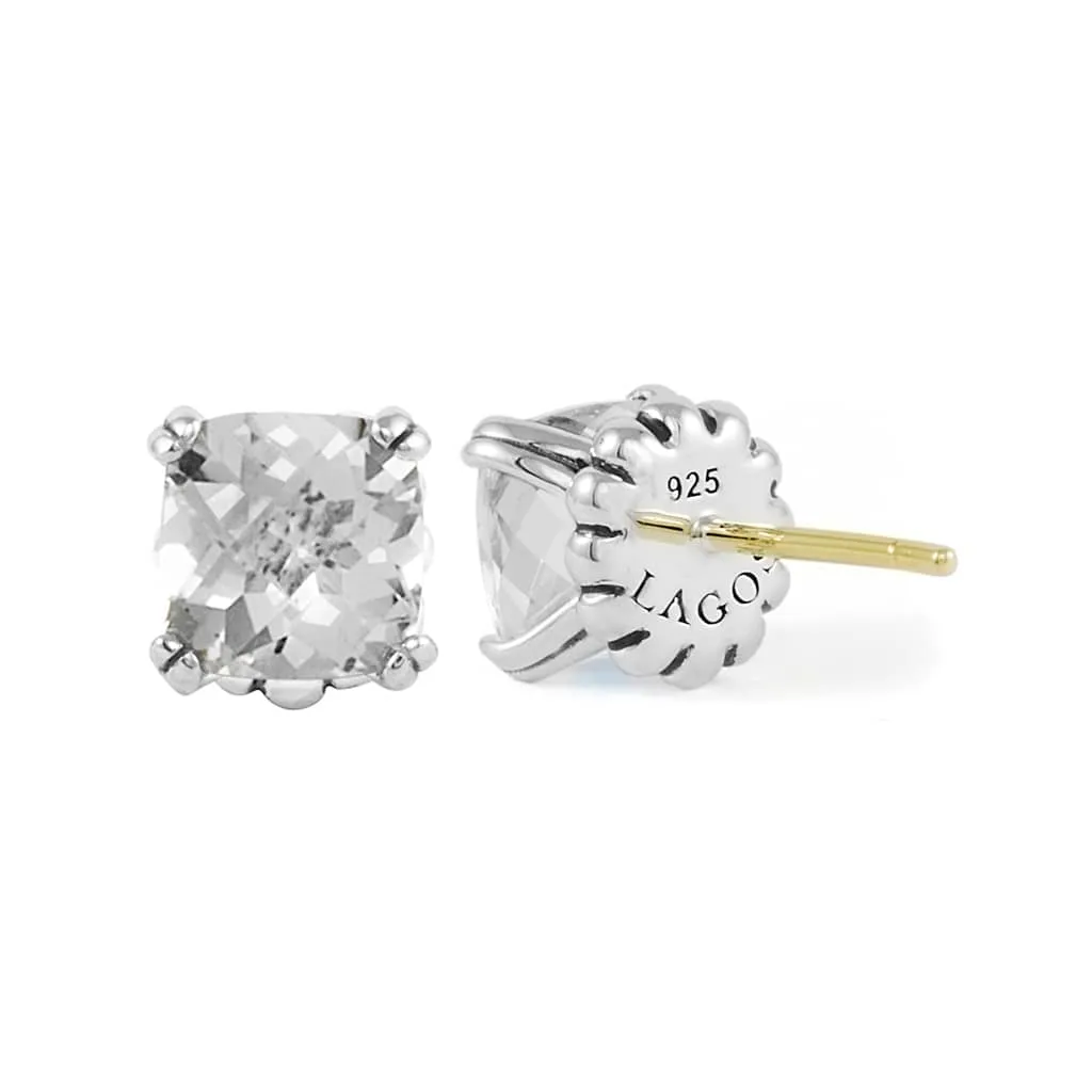 Caviar Color White Topaz Stud Earrings