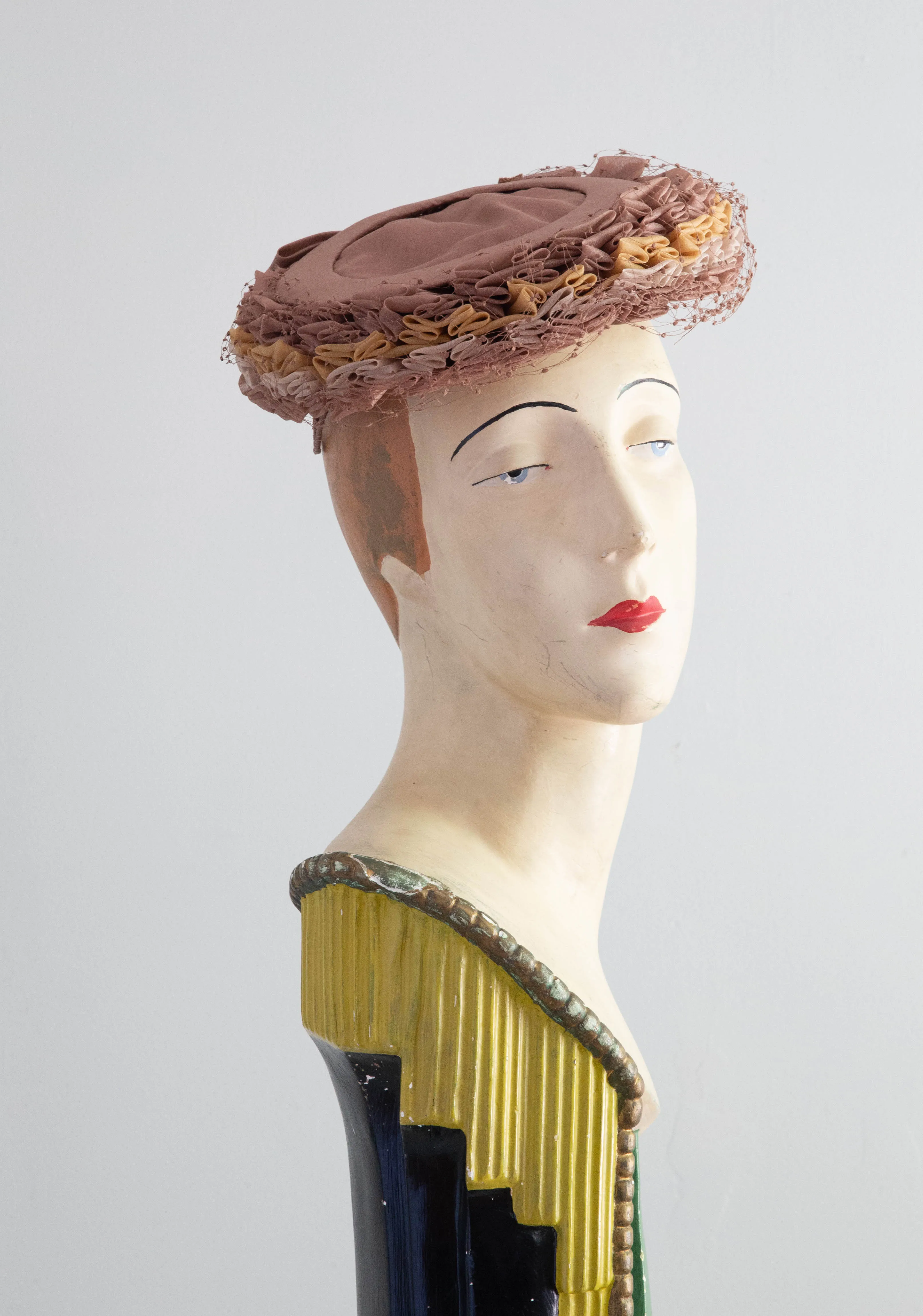 Charming 1950's Autumn Silk Organza Tilt Hat By Laddie Northridge