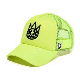 CLEAN SHIMUCHAN LOGO MESH BACK TRUCKER HAT IN NEON YELLOW