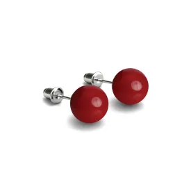 Coral | .925 Sterling Silver | Gemstone Stud Earrings