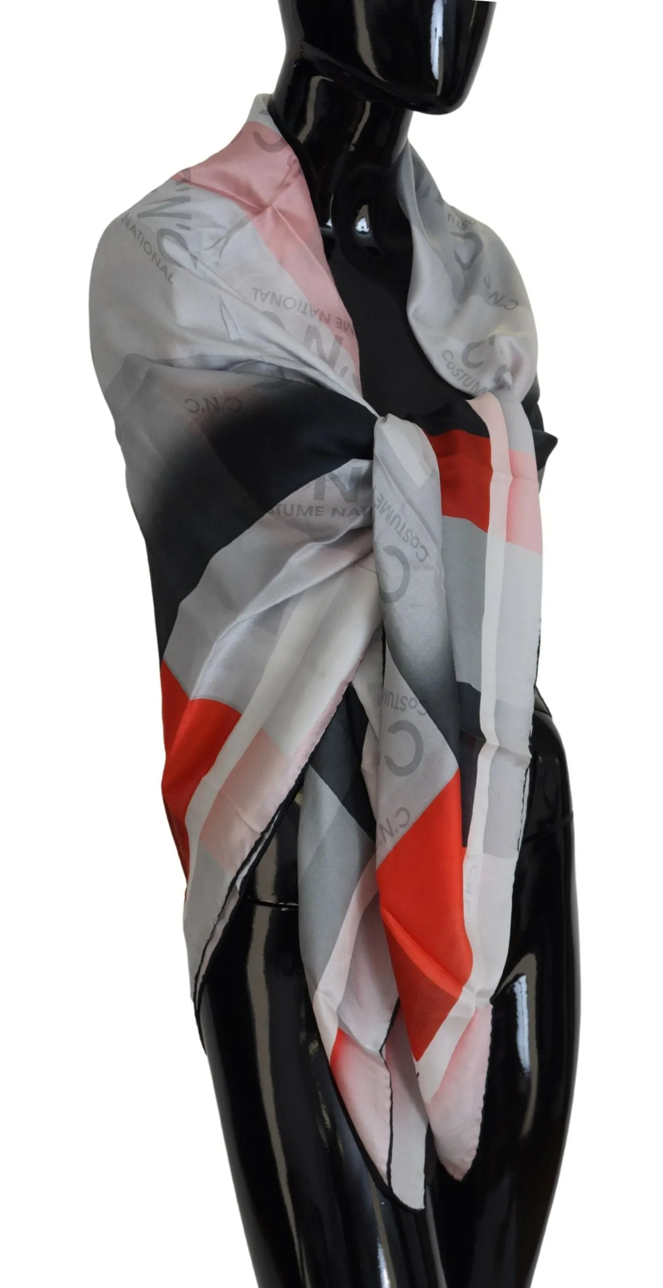 Costume National Elegant Checkered Silk Scarf