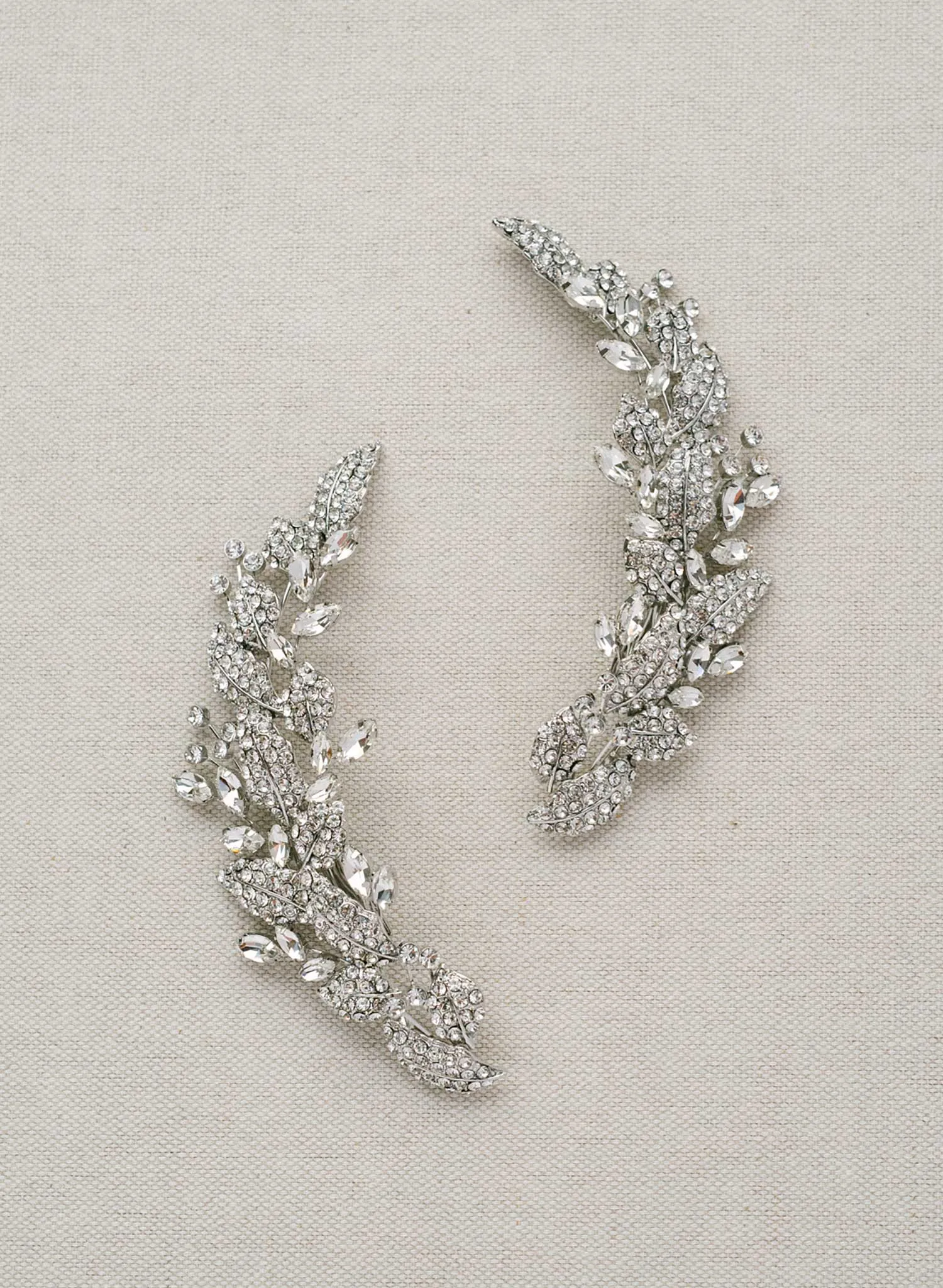 Crystal layered leaves hair clip pair - Style #2422