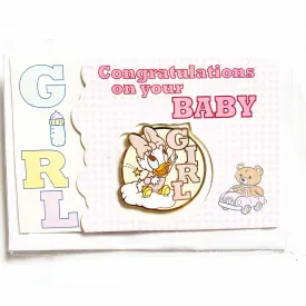 Disney Cast Exclusive Baby Girl Congratulations Disney Card & Pin Set