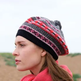 Dot and Cross Beret - Navy and Red