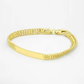 .Double Cuban link engraveable 14K Gold Men's ID bracelets