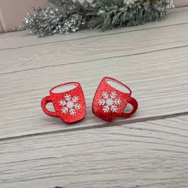 Glitter Resin Mug Christmas Earrings