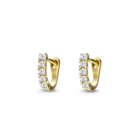 Gold Vermeil Small CZ Row Hinged Stud Earrings