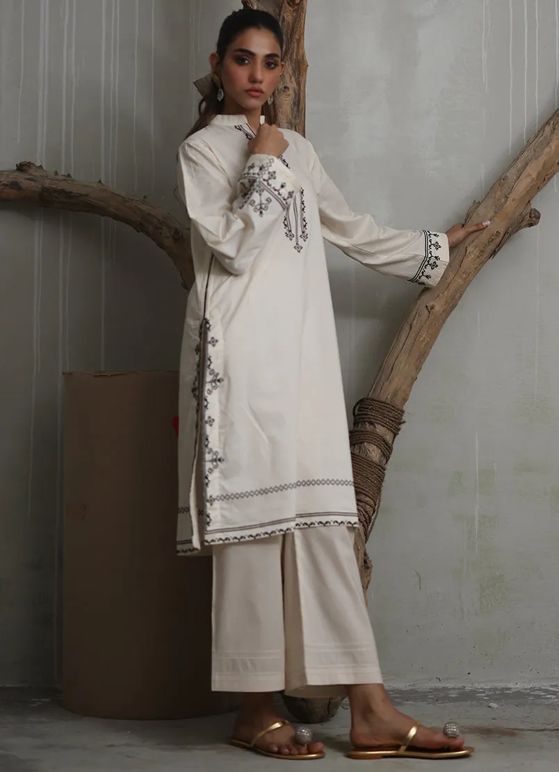 Ivory Embroidered Kurta