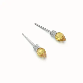 Large Stud Earrings Gemstone - Citrine