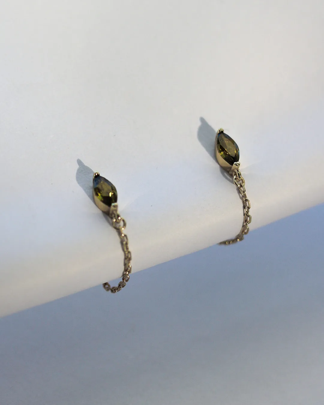 Marquise Chain Studs - Peridot