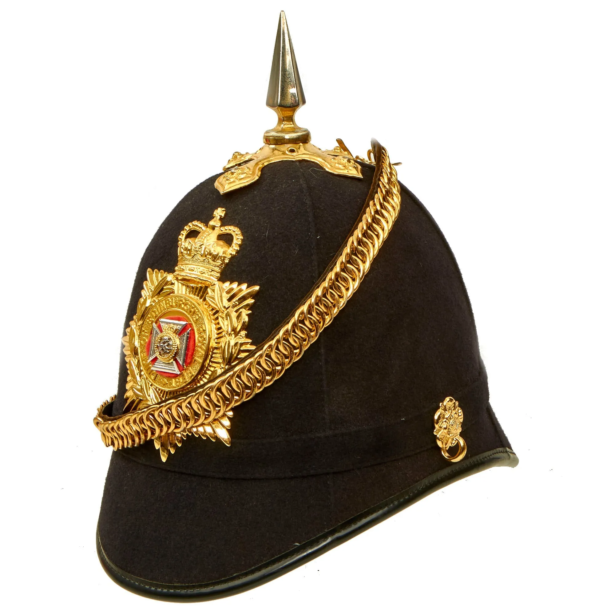 Original British Mid 20th Century Duke of Edinburgh’s Royal Regiment Officer Blue Cloth Spike Dress Helmet