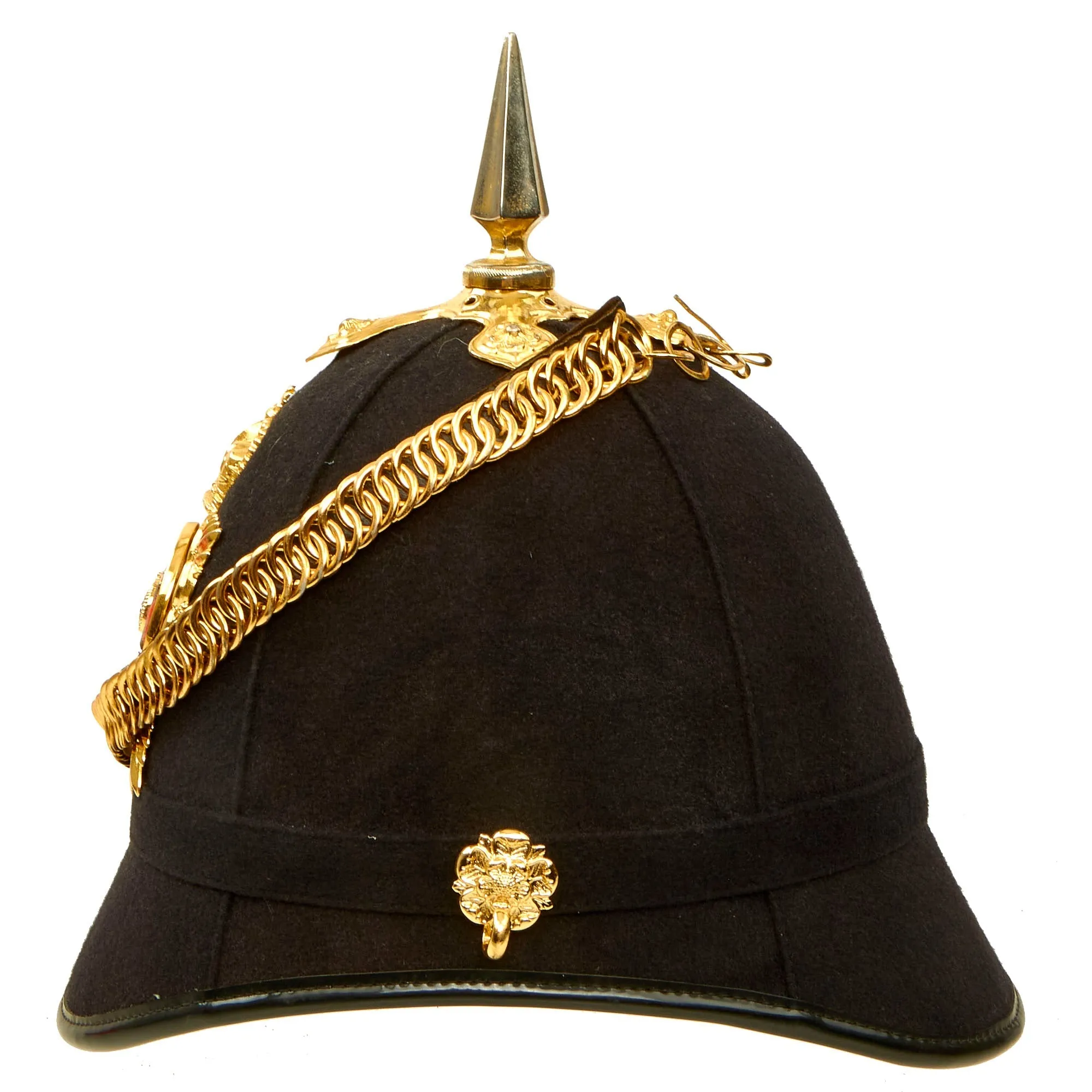 Original British Mid 20th Century Duke of Edinburgh’s Royal Regiment Officer Blue Cloth Spike Dress Helmet