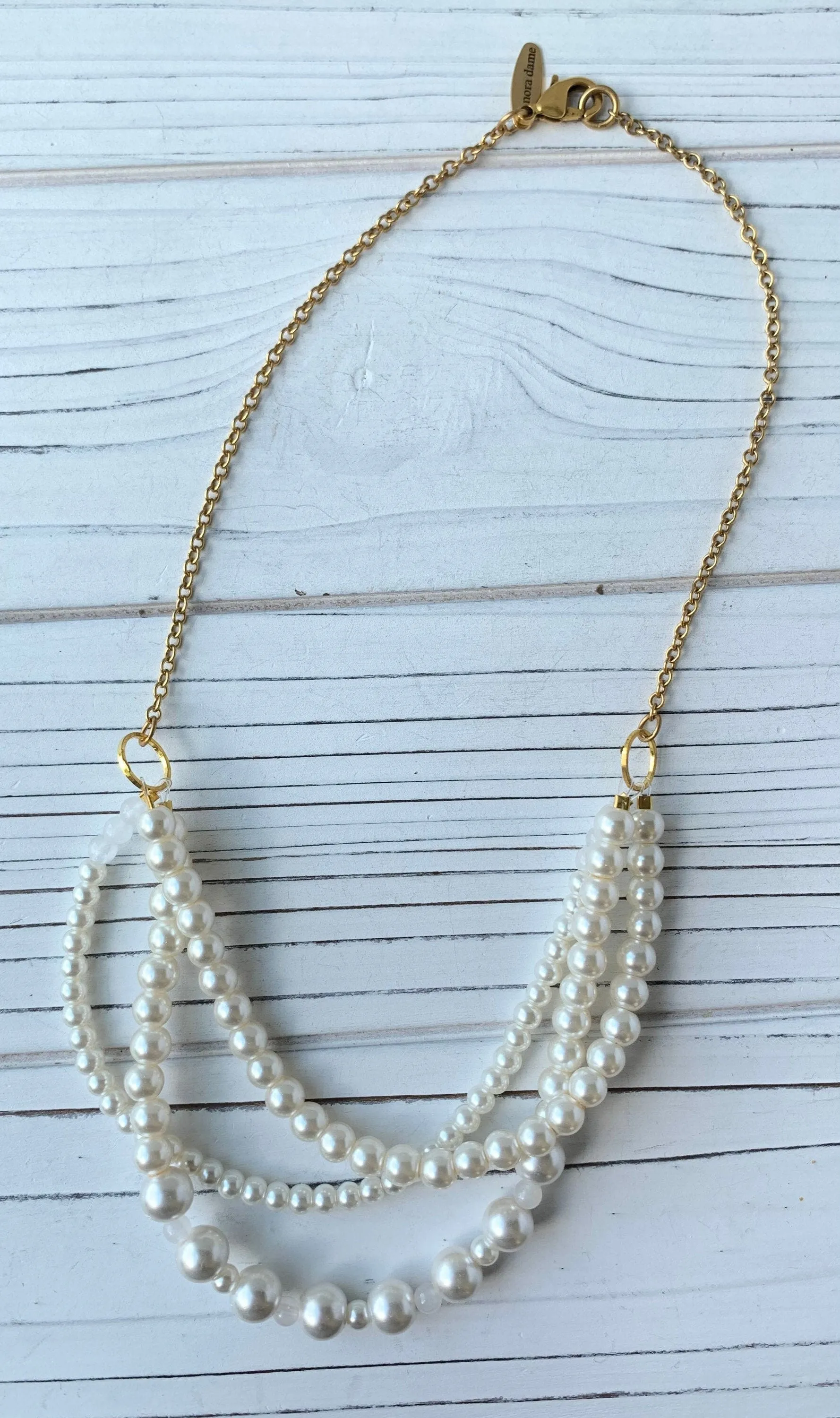 Petite Triple Strand Pearl Choker Necklace