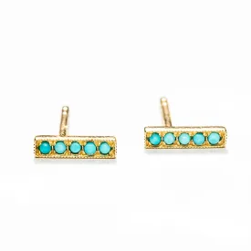 Petite Turquoise Bar Studs