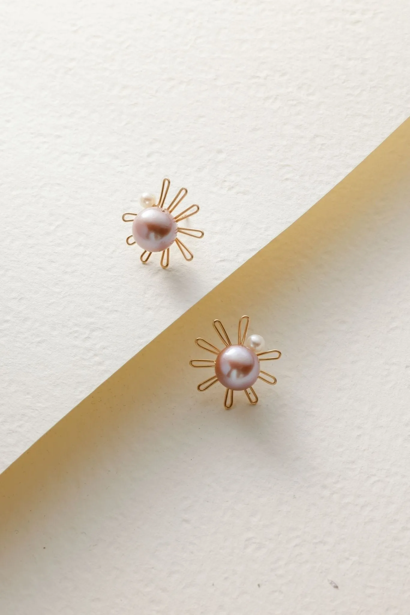 Purple Fairy Series Small Sun Pearl Stud Earrings