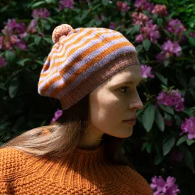 Stripe Beret - Lilac/Ginger