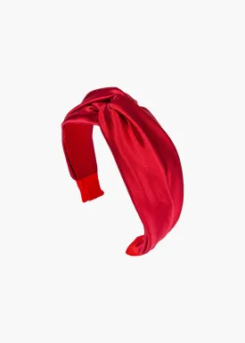 Twist Headband in Silk Satin -- Ruby