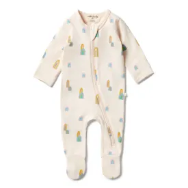 Wilson & Frenchy Organic Zipsuit w Feet Rainbow Mountains