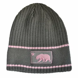 Winter-Hats Cal Bear Ribbed Stripe Beanie, Grey, Black